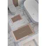 THEMODERNHANE Bathroom Desenli Eko Banyo Paspası, Kaymaz Taban, Makinada Yıkanabilir, Dijital Baskı 2'li Set