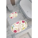 THEMODERNHANE Beauty Desenli Eko Banyo Paspası, Kaymaz Taban, Makinada Yıkanabilir, Dijital Baskı 2'li Set