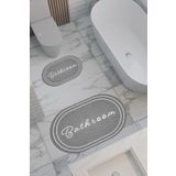 THEMODERNHANE Hasır Desenli Eko Banyo Paspası, Kaymaz Taban, Makinada Yıkanabilir, Dijital Baskı 2'li Set