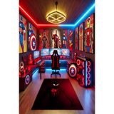 THEMODERNHANE Kaymaz Makinede Yıkanabilir Gaming Oyuncu Playstation Gamer Örümcek Adam SpiderMan Genç Odası Halısı