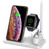 Then Tech 4 Ü 1 Arada Kablosuz Telefon Akıllı Saat Kulaklık Kalem Şarj Istasyonu Kablosuz Şarj Standı - Beyaz