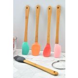 ThenTech 5'li Silikon Servis Spatulası Yumurta Sürme Fırçası Silikon Kaşık Tahta Saplı Hijyenik Set