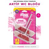 ThePinkStuff Power Active Aktif WC Bloğu 2'li Paket-Suya Pembe Renk Veren Klozet Temizleyici