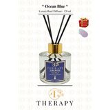 THERAPY smell, OCEAN BLUE - Lüks Çubuklu Oda Kokusu / 120 ml / Extra Clear Silindir Cam Şişe / Metal Altın Kapak / HEDİYELİ