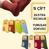 Thermo Ozellikli 2X Korumali (5 Cift) Kadin Termal Renkli Kislik Yun Havlu Corap