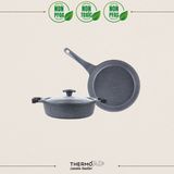 Thermoad 3 Parça Gri Tencere Seti Granit Kaplama 26 cm Ergonomik Tasarım ve Kolay Temizlik