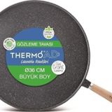 ThermoAD 36 Cm Ahşap Saplı Döküm Granit Gözleme Tava