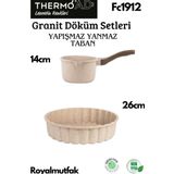 Thermoad Döküm Granit Tart Kalıbı Vizon 26 Cm + Vizon Renk Granit 14Cm Sütlük – Sosluk ( 1Lt. )