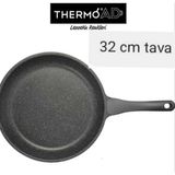 THERMOAD Düz Tava 32 cm Siyah Demir Kaplama Tekli Parça Isıya Dayanıklı Mutfak Gereci