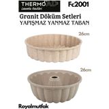 ThermoAD Granit Döküm Turta Tart Kalıbı Döküm 26cm + Döküm Sık Dilimli Kek Kalıbı 26 Cm / Vizon