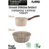 Thermoad Granit Döküm Vizon Renk Granit Sütlük -Sosluk + Döküm Sık Dilimli Kek Kalıbı 26 Cm