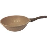 Thermoad Granit Wok Tava 28 cm Vizon Renkli Kalın Tabanlı Yüksek Dayanıklılık Malzemesi