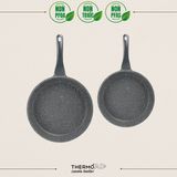 Thermoad Midas Serisi Granit Tava Seti 2 Parça Gri 20 cm-26 cm Hafif ve Dayanıklı