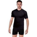 Thermoform Bambu Erkek Bisiklet Yaka Tişört Kısa Kollu Fanila Atlet ve Boxer Şort Seti Siyah - 2XL