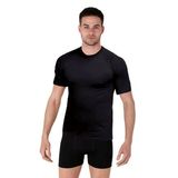 Thermoform Bambu Erkek Bisiklet Yaka Tişört Kısa Kollu Fanila Atlet ve Boxer Şort Seti Siyah