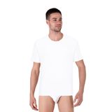 Thermoform Bambu Erkek Bisiklet Yaka Tişört Kısa Kollu Fanila Atlet ve Slip Külot Seti Beyaz