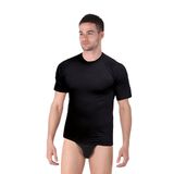 Thermoform Bambu Erkek Bisiklet Yaka Tişört Kısa Kollu Fanila Atlet ve Slip Külot Seti Siyah