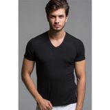 Thermoform Bambu Erkek V Yaka Tişört - 2XL - Siyah