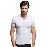 Thermoform Bambu Erkek V Yaka Tişört Beyaz-XL