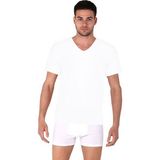 Thermoform Bambu Erkek V Yaka Tişört Kısa Kollu Fanila Atlet ve Boxer Şort Seti Beyaz - Çok Renkli