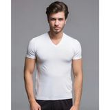 Thermoform Erkek Bambu V Yaka Tişört, Kısa Kollu, Terletmeyen, Yumuşak Ve Nefes Alabilen Fanila Atlet Beyaz