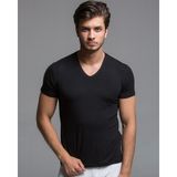 Thermoform Erkek V Yaka Termal Bambu T-Shirt Organik Pamuk Siyah XL Beden