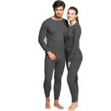 Thermoform Soft Termal İçlik Seti Antrasit Renkli Pamuklu Erkek Çamaşırı Konforu - 5XL