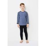 Thermoform Ultimate Merino Çocuk Seamless Çizgili Termal Üst İçlik Sweatshirt Mavi (06-08)