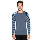 Thermoform Ultimate Merino Erkek Seamless Çizgili Termal Uzun Kollu Üst İçlik Sweatshirt Mavi