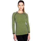 Thermoform Ultimate Merino Kadın Seamless Çizgili Termal Üst İçlik Sweatshirt Yeşil