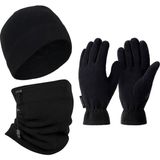 Thermoform Unisex Polar Eldiven Bere Boyunluk Seti Siyah Dağcılık ve Kayak İçin Yüksek Nefes Alma Özelliği - S - M - BEDEN