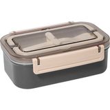Thermohis 800ML Dışı Pp Plastik Iç Hazne 304 Paslanmaz Çelik Beslenme Kabı Lunch Box Yemek Taşıma Kabı - Gri