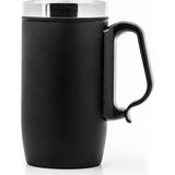 Thermohis Çift Katman Kauçuk Taban 250ML Mat Siyah Kulplu Paslanmaz Çelik Küçük Termos Bardak Mug Kupa Çay Kahve Termosu - 280 ml