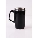 Thermohis Çift Katmanlı Kauçuk Taban 250ML Parlak Siyah Kulplu Paslanmaz Çelik Termos Bardak Mug Kupa Kahve - 250 ml