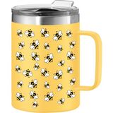 Thermomug Paslanmaz Çelik Yalıtımlı Kupa - Kulplu ve Kapaklı Çift Duvar Vakum Yalıtımlı Kahve Fincanı, Kamp Kupası, Seyahat Termosu, 14 Oz (420 Ml), I - Çok Renkli