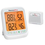 ThermoPro TP260B İç Mekan Dış Mekan Termometresi Kablosuz 1000ft/300m Menzil, Uzaktan Sıcaklık Sensörlü Pro Doğruluk Dijital Higrometre Nem Ölçer, Ev Veranda Odası İçin İç Mekan Dış Mekan Termometresi