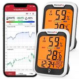 ThermoPro TP358-2 Bluetooth İç Mekan İç Mekan Termometresi Higrometre 2 Zamanlı Set 0,2°C Nem Ölçer, Kayıtlı İç Mekan Yatak Odası Termometresi