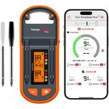 Thermopro TP972 Şarjlı 182M Kablosuz Alarmlı 2problu Telefon Kontrollü Profesyonel Gıda Termometresi - Siyah - Turuncu