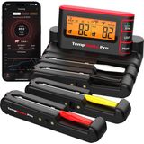 Thermopro TP980-4 Şarjlı 320M Kablosuz Alarmlı 4problu App, Monitörlü Profesyonel Gıda Termometresi - Siyah - Turuncu