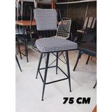 TheSandalyeShop Bar Sandalyesi 75 cm Kazayağı Kumaş - Siyah
