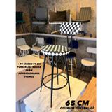 TheSandalyeShop dama Desen Mila Bar Sandalyesi 65 cm - Siyah - Beyaz