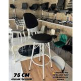 TheSandalyeShop Yeni Dolce Tasarım Bar Sandalyesi Deri 75 cm Siyah