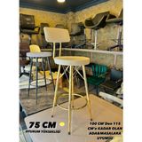 TheSandalyeShop Yeni Mila Gold Bar Sandalyesi 75 cm Bej Babyface KUMAŞ.100 ile 115 cm Arası Ada&masalara Uyumlu