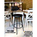 TheSandalyeShop Yeni Tasarım Mila Bar Sandalyesi 75 cm Siyah DERI.100 ile 115 cm Arası Ada&masalara Uyumlu
