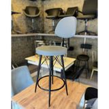 TheSandalyeShop Yeni,dolce Tasarım Bar Sandalyesi 75 cm Gri Deri Döşeme 100 ILE115CM Arası Adalara Uyumlu