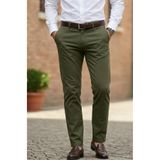 TheSeason Erkek Haki Gabardin Pamuklu Slim Fit Esnek Ofis Stili Chino Pantolon