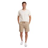 TheSeason Erkek Pamuklu Keten Görünümlü Beli Lastikli Relaxed Fit Şort (Bej, 3XL)
