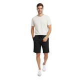 TheSeason Erkek Pamuklu Keten Görünümlü Beli Lastikli Relaxed Fit Şort (Siyah, S)