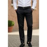 TheSeason Erkek Siyah Gabardin Pamuklu Slim Fit Esnek Ofis Stili Chino Pantolon