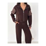TheyYou Kadın Jesica Kumaş Garnili Baggy Eşofman Takımı Salaş Spor Şık Jesica Fabric Tracksuit